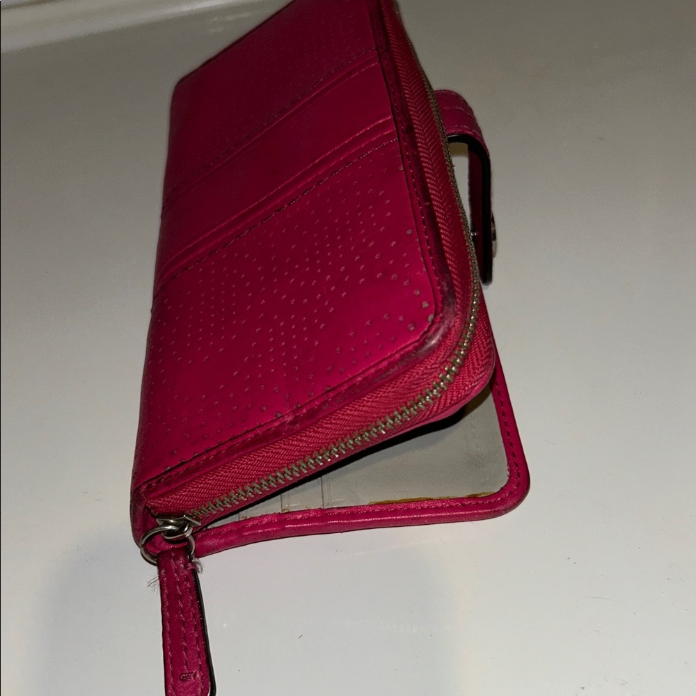 Coach Fuchsia Perforated Women's Wallet - Picture 16 of 16